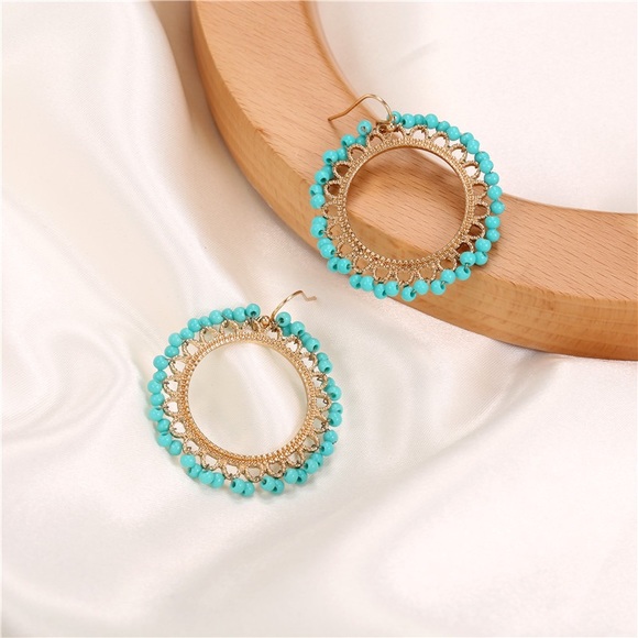 Boho Beauty Beaded Circular Statement Earrings - Picture 3 of 5